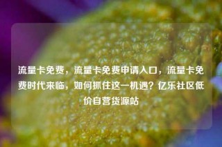 流量卡免费，流量卡免费申请入口，流量卡免费时代来临，如何抓住这一机遇？亿乐社区低价自营货源站