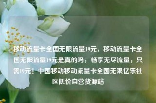 移动流量卡全国无限流量19元，移动流量卡全国无限流量19元是真的吗，畅享无尽流量，只需19元！中国移动移动流量卡全国无限亿乐社区低价自营货源站