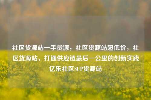 社区货源站一手货源，社区货源站超低价，社区货源站，打通供应链最后一公里的创新实践亿乐社区SUP货源站  第1张